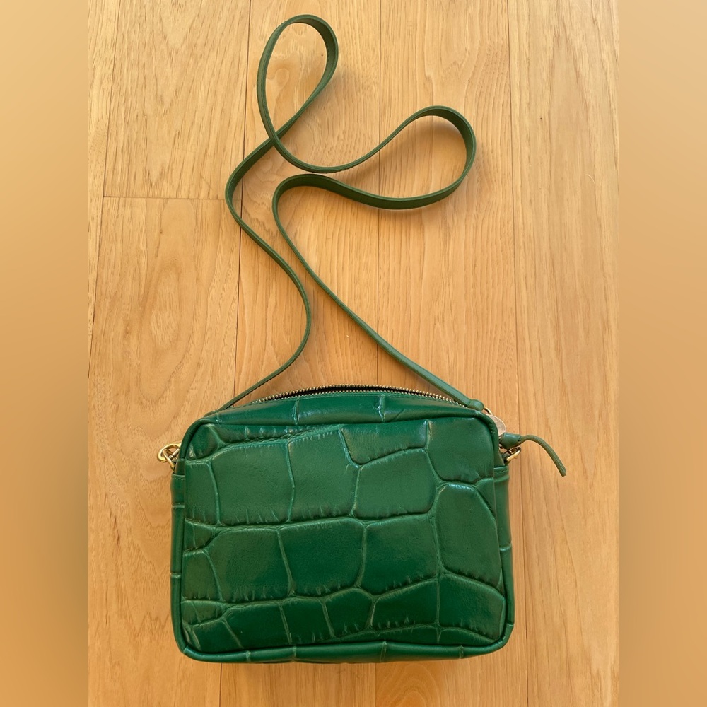 Clare V Green Croc-Embossed Leather Crossbody Bag - Picture 2 of 10